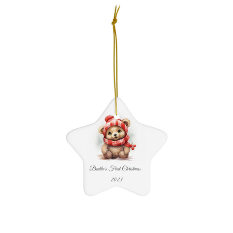 Image of Personalized Baby's 1st Christmas Ornament, Baby's First Christmas Decoration, New Baby Christmas Gift, Baby bear Decoration
