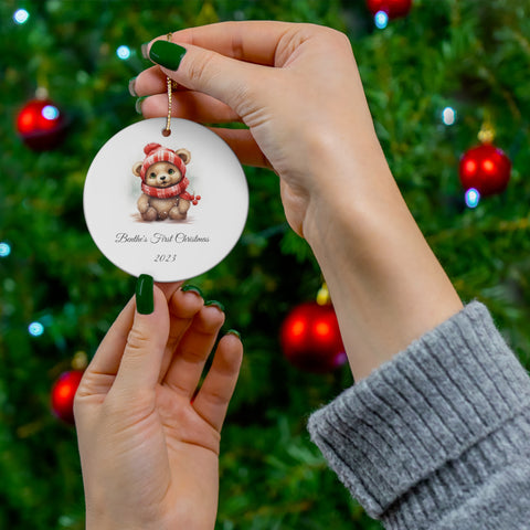 Image of Personalized Baby's 1st Christmas Ornament, Baby's First Christmas Decoration, New Baby Christmas Gift, Baby bear Decoration